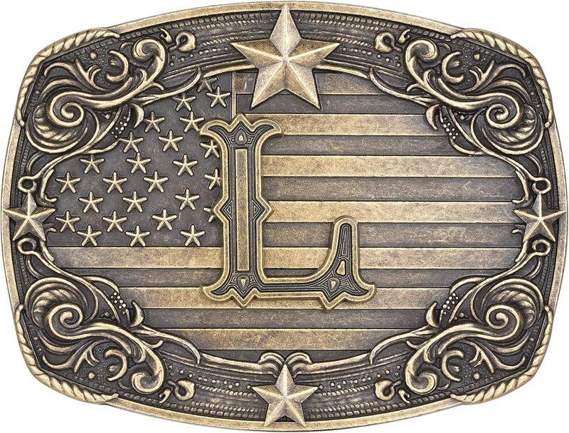 Flipslo Store Western Belt Buckle for Men Women Initial Letter A to Z Cowboy Belt Buckle Texas Buckle hebillas vaqueras para hombre - Image 1
